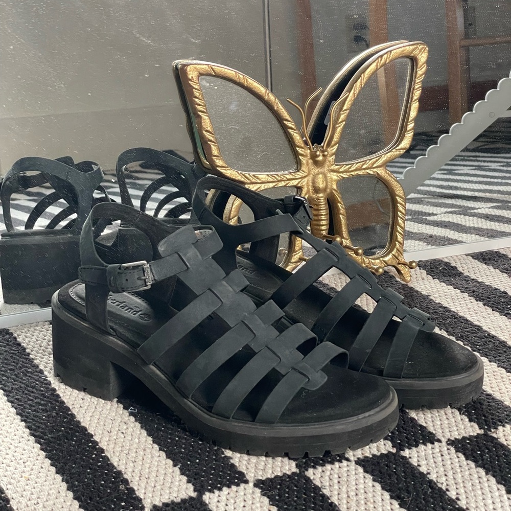 Timberland Black Heeled Sandals